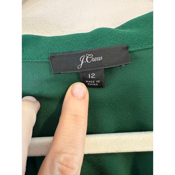 J.Crew Women's 4 Faux Wrap Blouse 365 Crepe Kelly Green Preppy Chic Size 12 - Picture 5 of 11